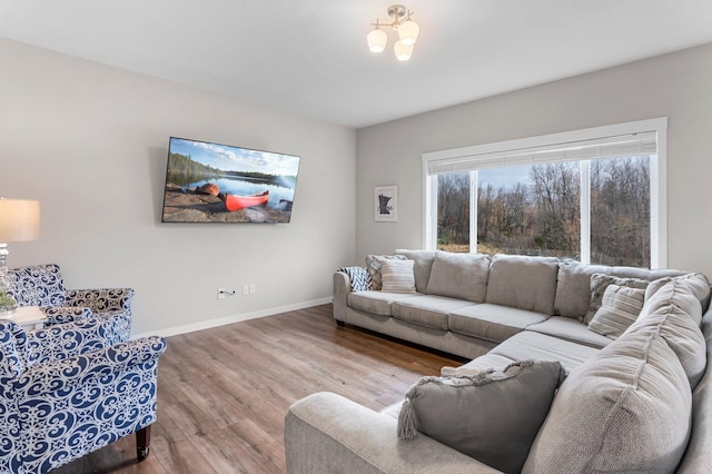 living room with wood-type flooring