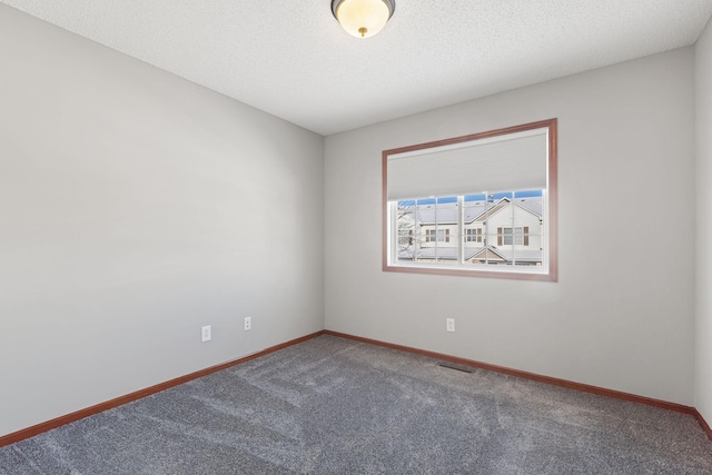 carpeted spare room featuring a textured ceiling