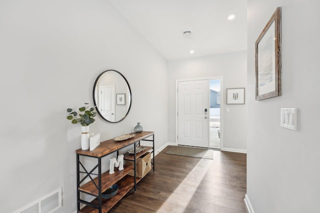 foyer featuring dark wood-type flooring