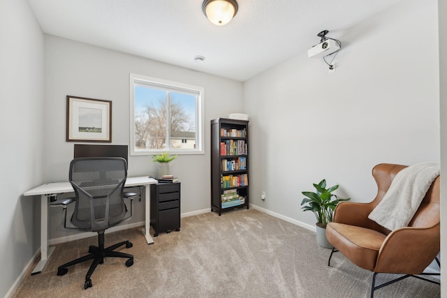 view of carpeted home office