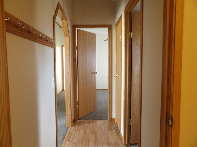 hall featuring light wood-type flooring