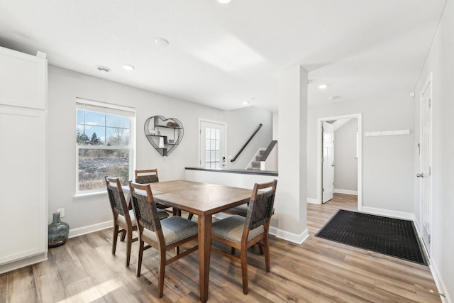 dining area featuring light hardwood / wood-style flooring