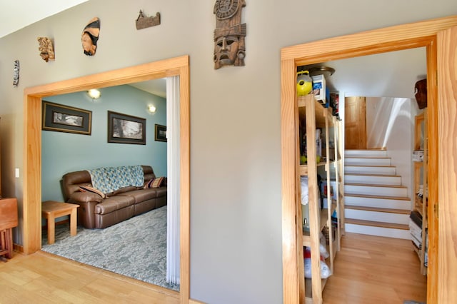 hall featuring light hardwood / wood-style floors