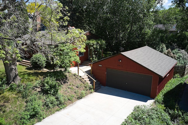 view of detached garage