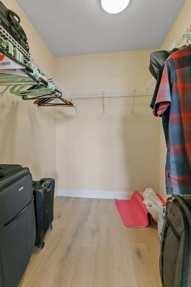 walk in closet featuring light hardwood / wood-style flooring