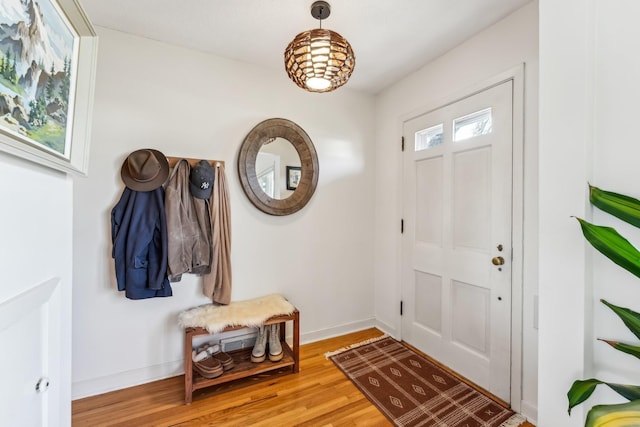 foyer with light wood-type flooring