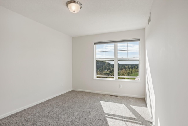 unfurnished room featuring light colored carpet