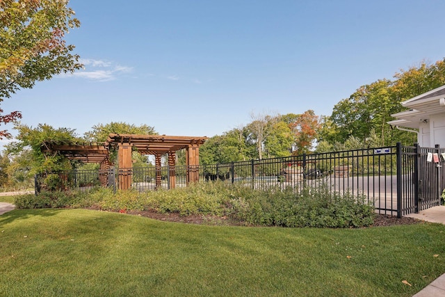 view of yard with a pergola