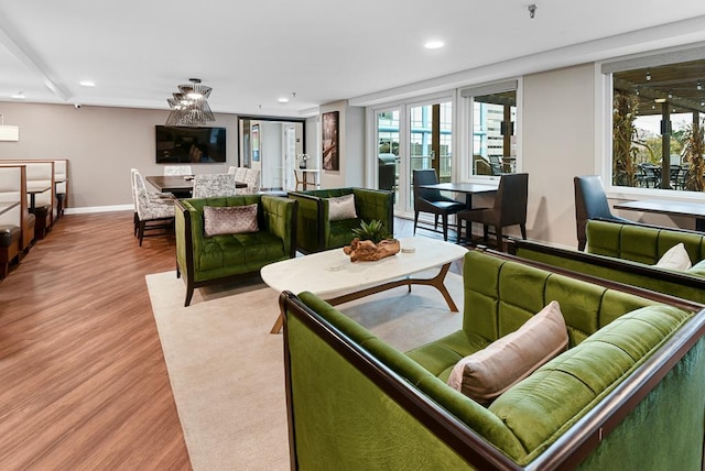 433 7th St Unit 1628, Minneapolis, MN 55415 - living area with light wood-type flooring, baseboards, and recessed lighting