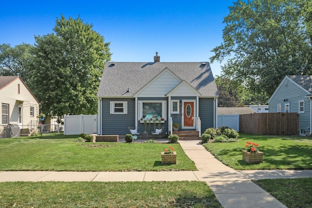 bungalow with a front lawn