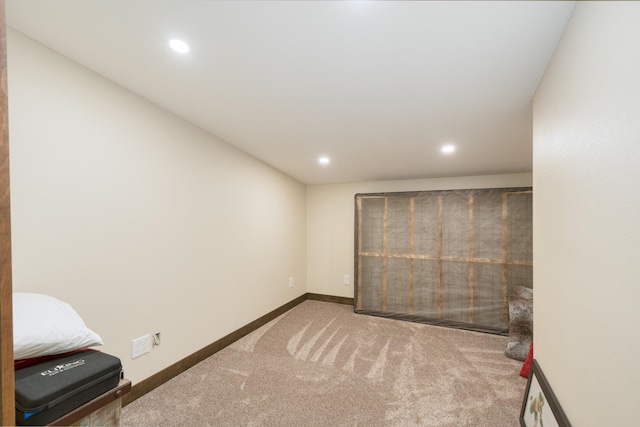 basement featuring carpet flooring