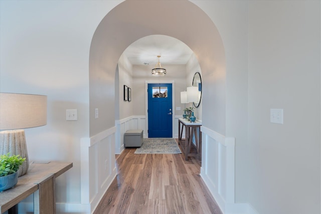 entryway with light hardwood / wood-style floors