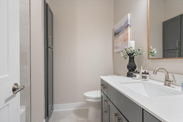 bathroom featuring vanity, toilet, and tile patterned floors