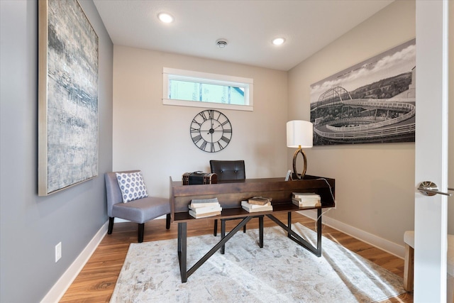 office space featuring hardwood / wood-style flooring