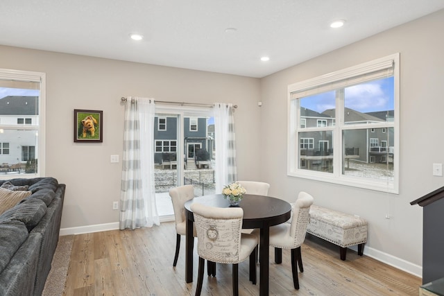 dining area featuring light hardwood / wood-style flooring