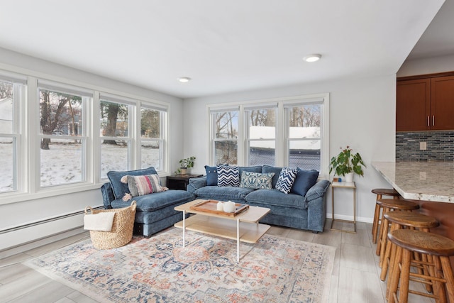 living room featuring light hardwood / wood-style floors