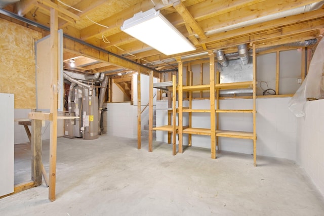 basement with water heater