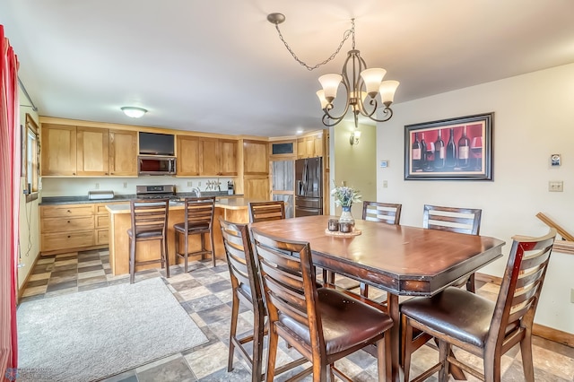 dining room with an inviting chandelier