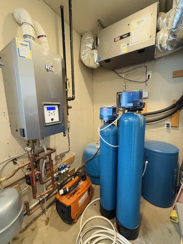 utility room with water heater