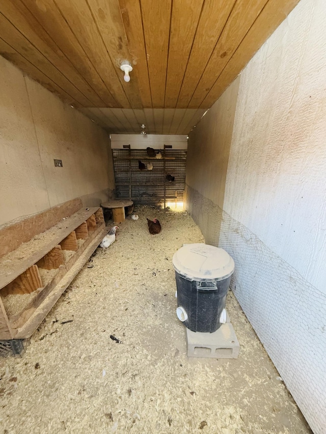 basement with wood ceiling