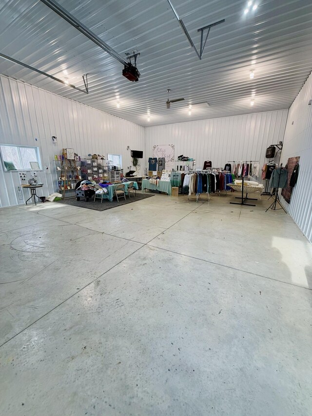 garage with a garage door opener