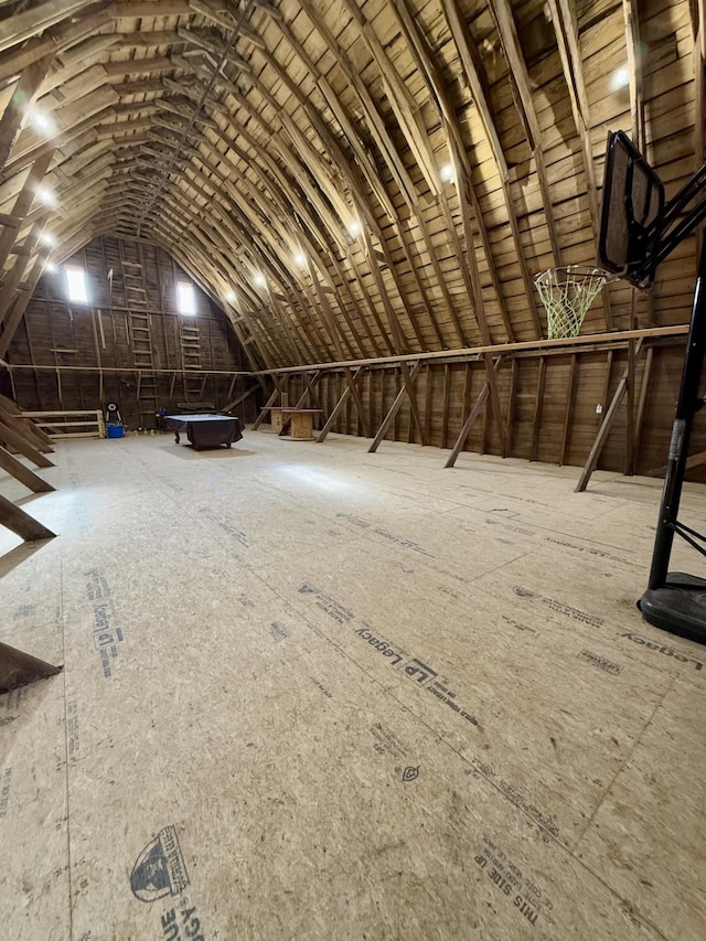 view of unfinished attic