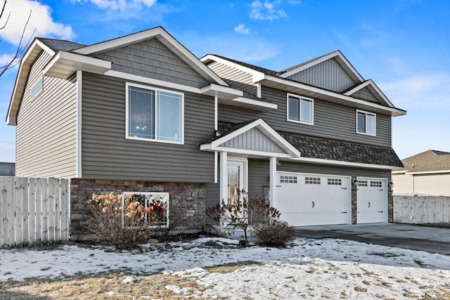 view of front of property featuring a garage