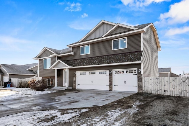 view of front of house with a garage