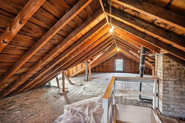 view of unfinished attic