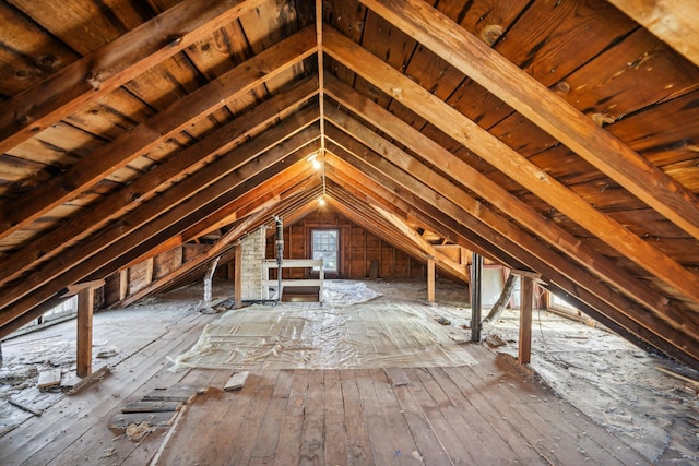 view of unfinished attic