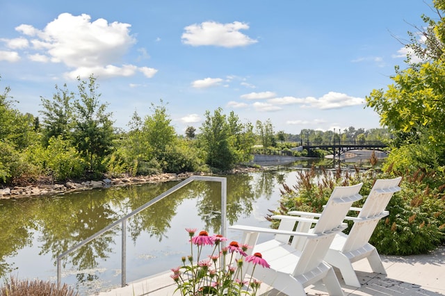 property view of water featuring a dock