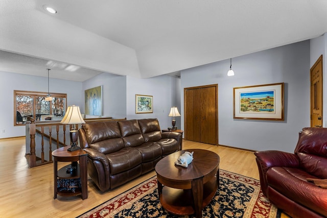 living room featuring light wood-type flooring