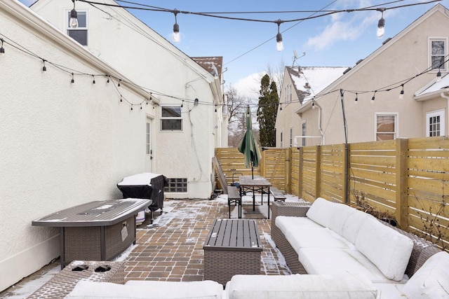 view of patio with an outdoor living space