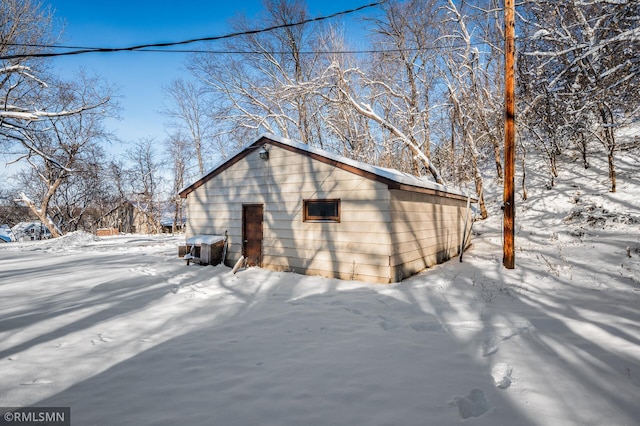 view of snow covered exterior