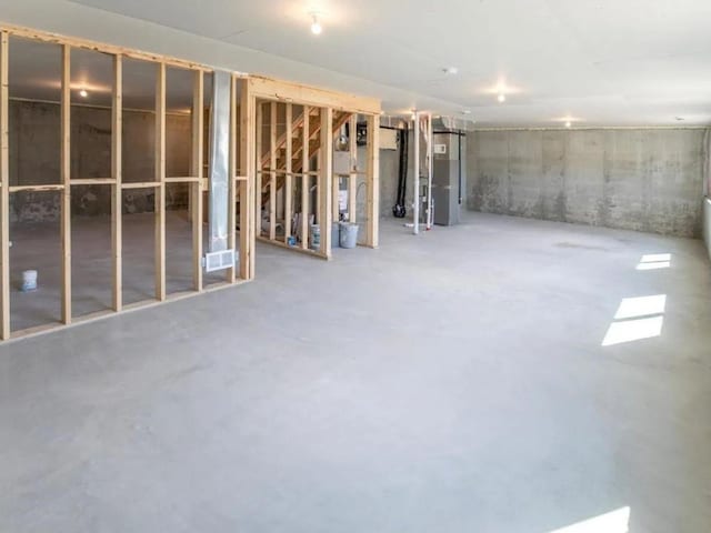 view of unfinished basement