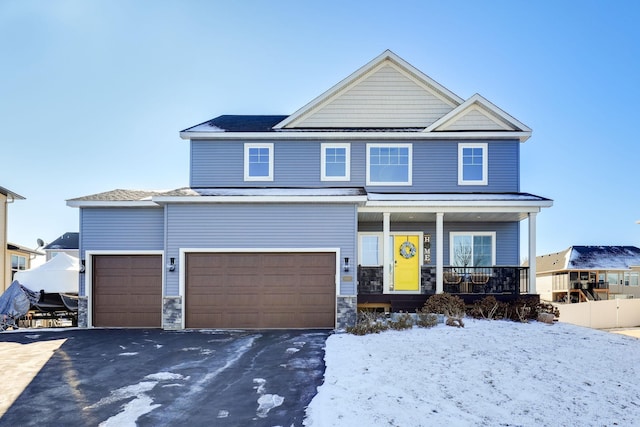 craftsman-style home with covered porch