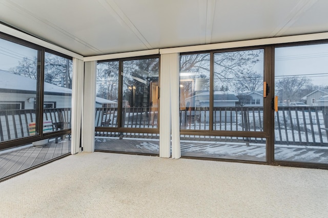 view of unfurnished sunroom