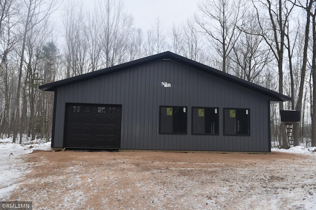 exterior space featuring a garage