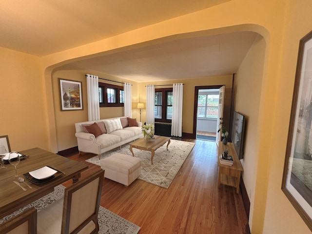 living room featuring hardwood / wood-style floors