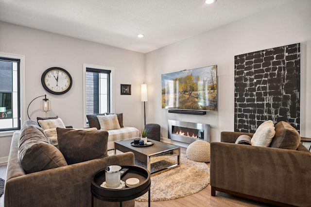 living room with light wood-type flooring