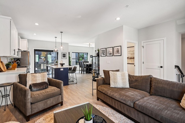 living room with light wood-type flooring