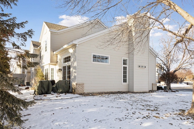 view of snow covered exterior