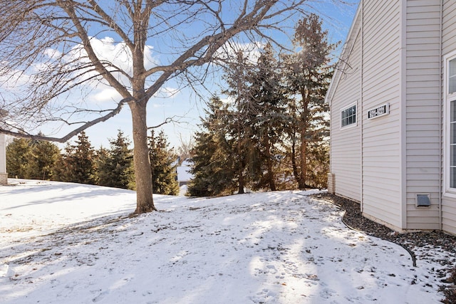 view of yard covered in snow