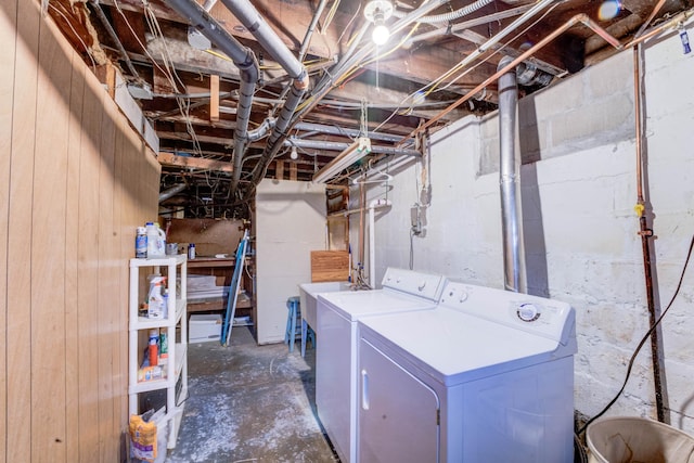 basement with independent washer and dryer