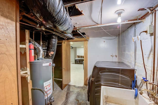 basement with gas water heater