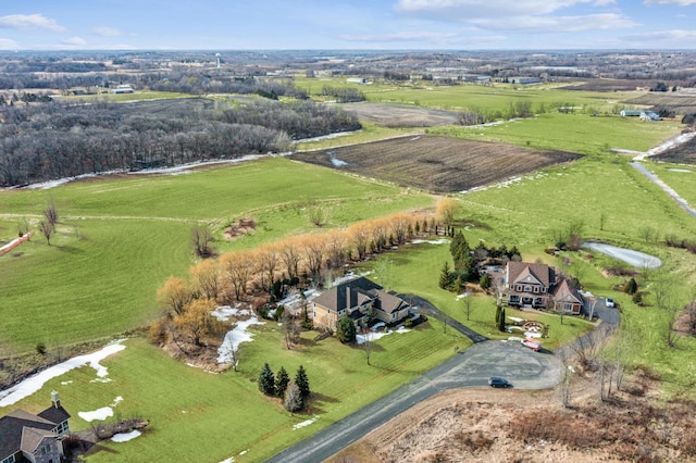 drone / aerial view with a rural view