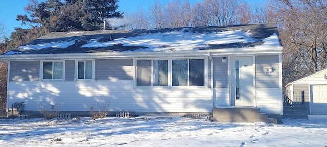 view of snow covered property