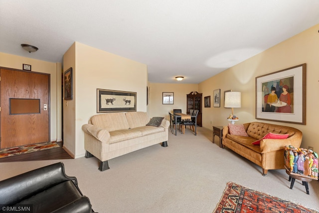 living room featuring carpet floors