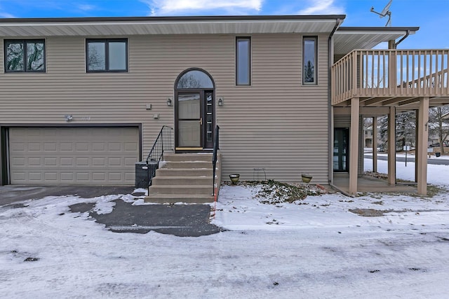 bi-level home with a garage