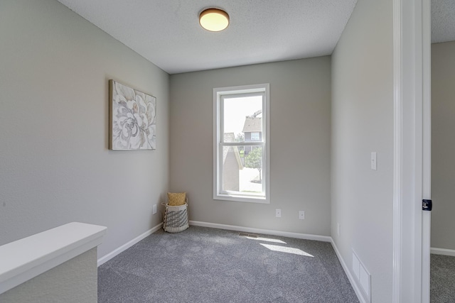 unfurnished room featuring carpet floors and a textured ceiling